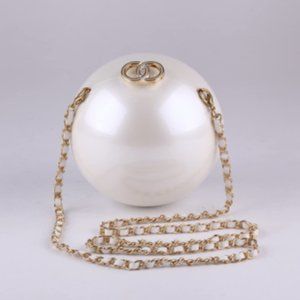 Women's Girls Mini Pearl Evening Bag Round Solid